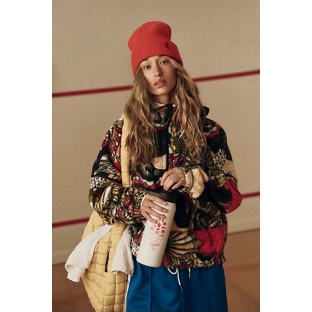Free People Wild and Free Printed Fleece Pullover Womens Retro Y2K Athleisure